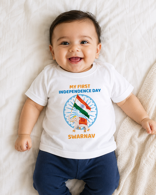 MY FIRST INDEPENDENCE DAY BOY'S CREW NECK T-SHIRT