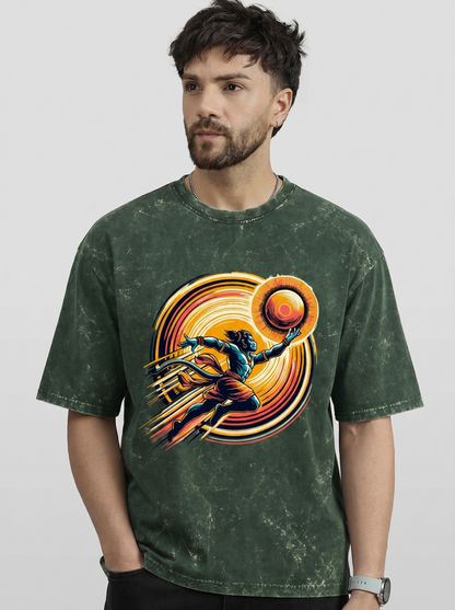 DIVINE HANUMAN UNISEX GRAPHIC ACID WASHED T-SHIRT