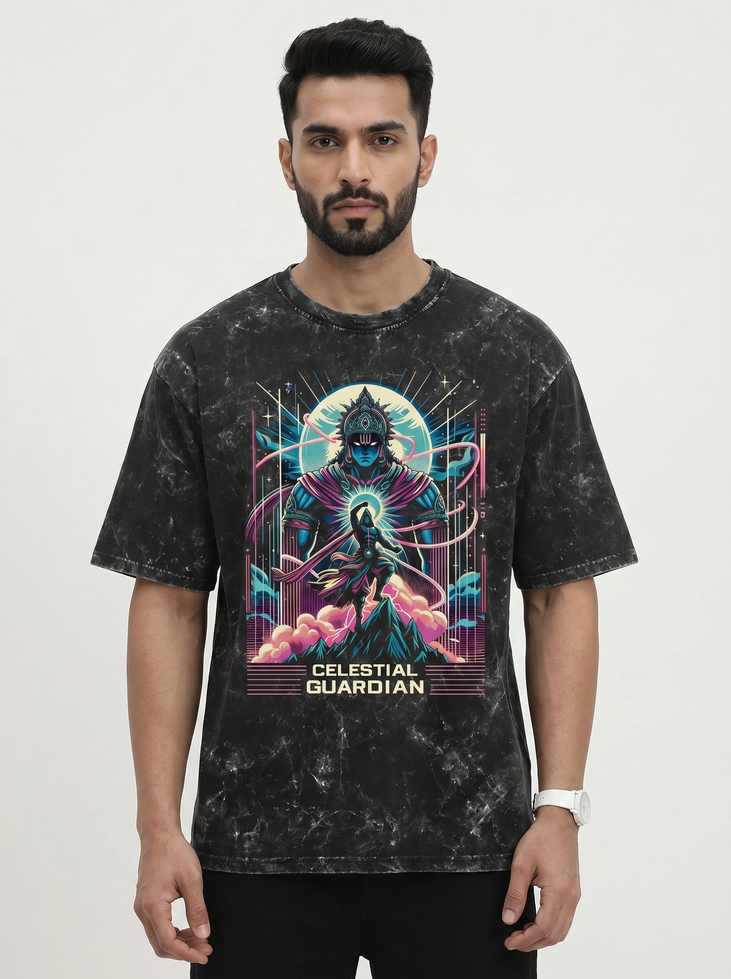 CELESTIAL GUARDIAN UNISEX ACID WASHED OVERSIZED T-SHIRT