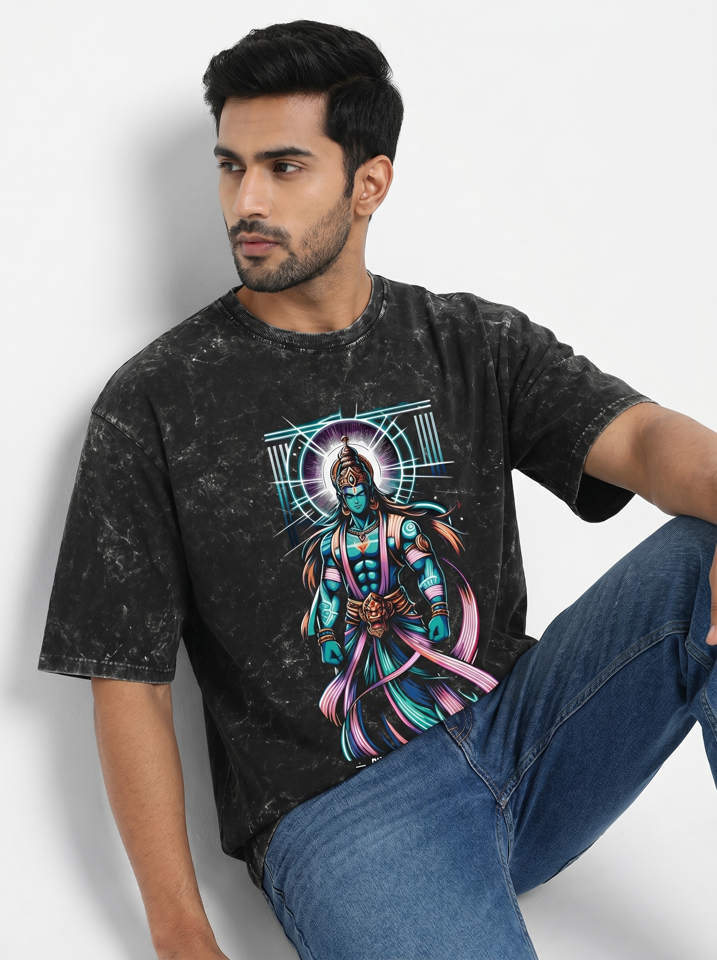 CELESTIAL GUARDIAN UNISEX ACID WASHED OVERSIZED T-SHIRT