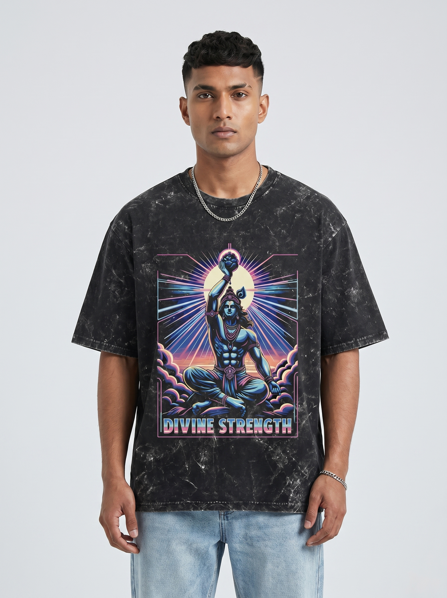 DIVINE STRENGTH UNISEX ACID WASHED OVERSIZED T-SHIRT