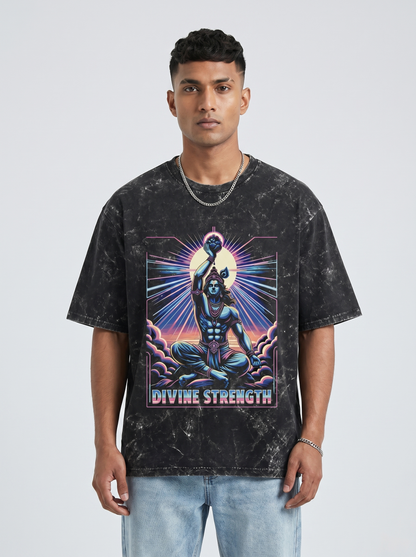 DIVINE STRENGTH UNISEX ACID WASHED OVERSIZED T-SHIRT