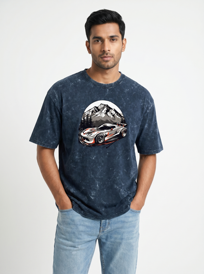 SILVER RUSH UNISEX ACID WSHED OVERSIZED TEE
