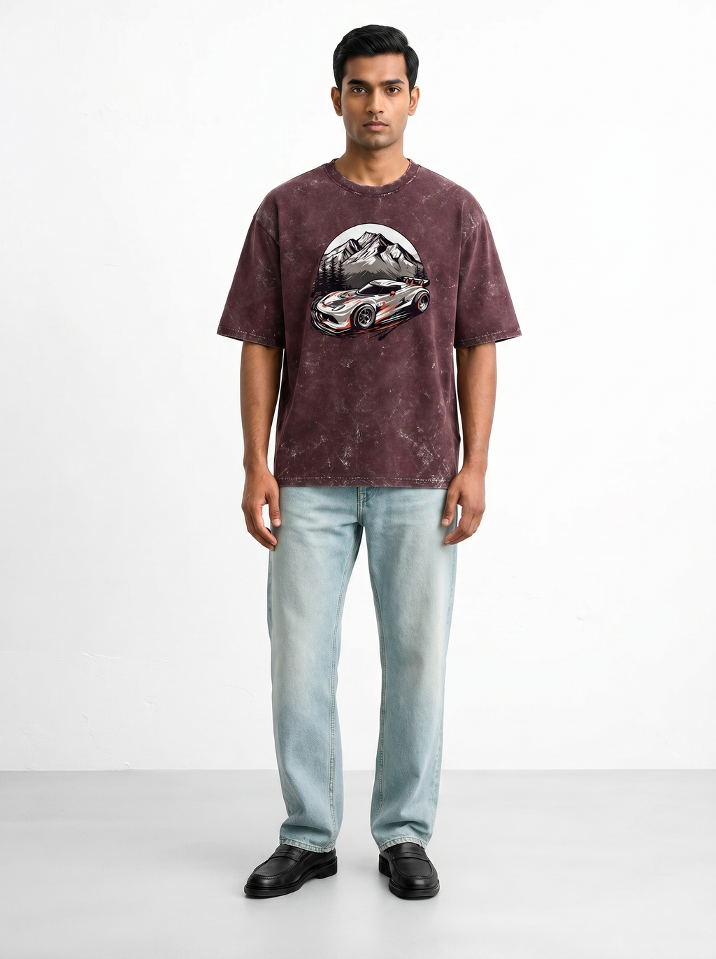SILVER RUSH UNISEX ACID WSHED OVERSIZED TEE