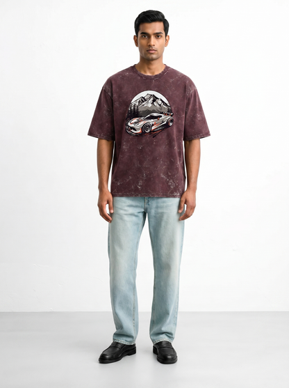 SILVER RUSH UNISEX ACID WSHED OVERSIZED TEE