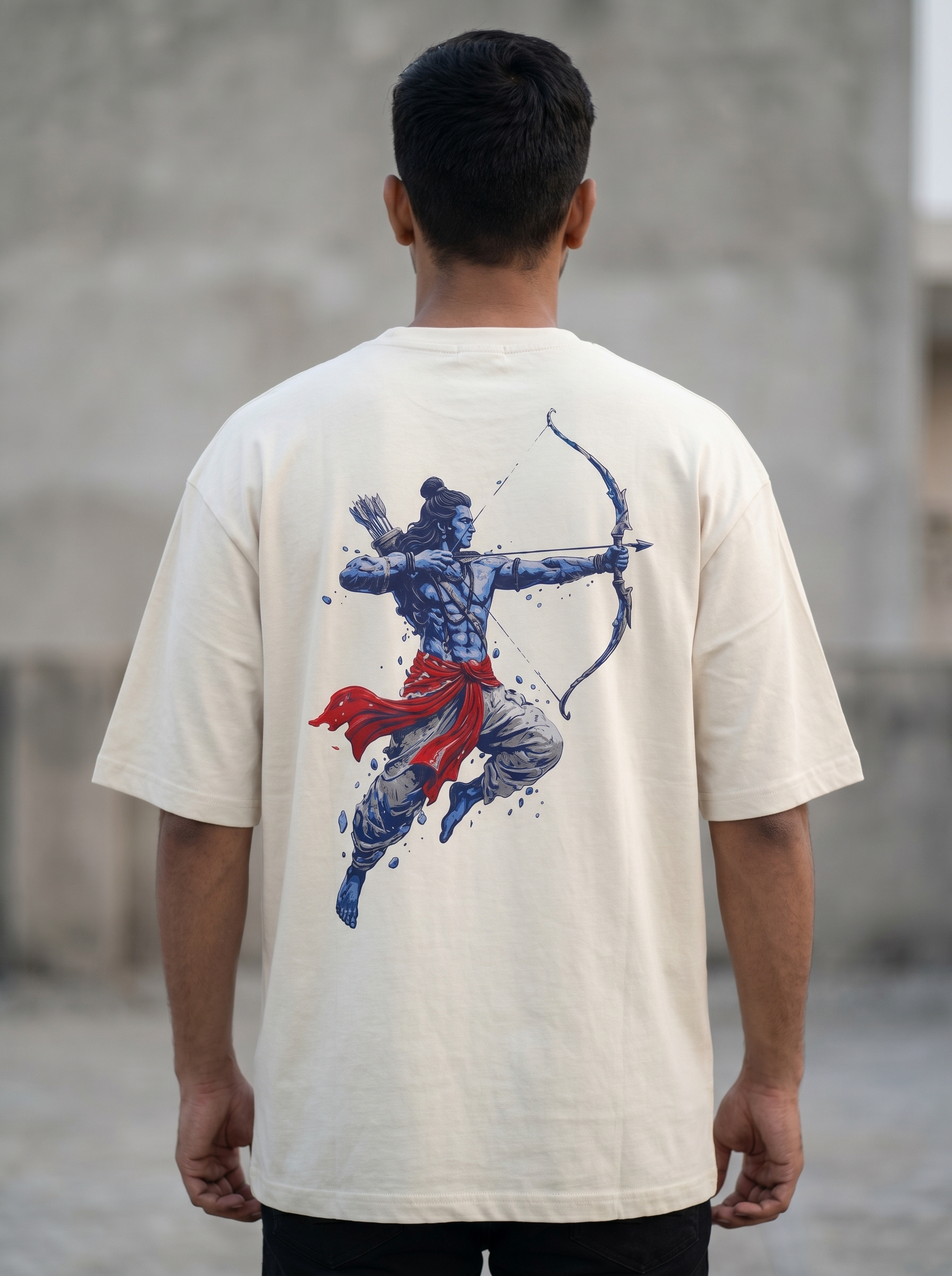 LORD RAM INSPIRED OVERSIZED TEE FOR MEN | DIVINE ARCHER GRAPHIC PRINTED T-SHIRT