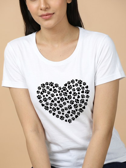 PAW PRINT HEART GRAPHIC WOMEN'S CLASSIC TEE