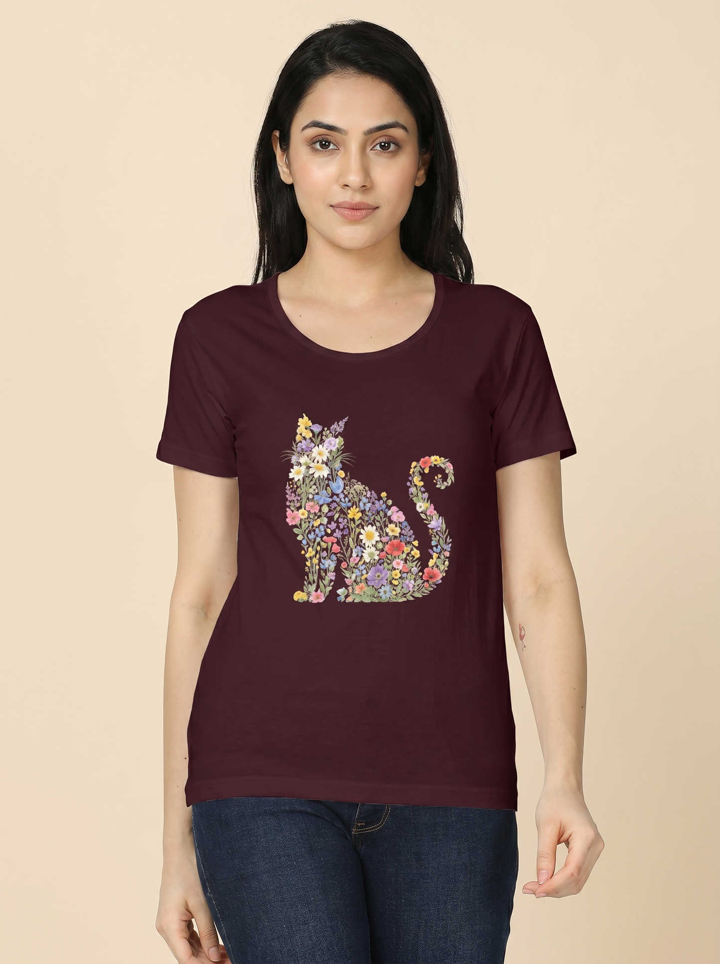 ENCHANTED FLORAL CAT SILKHOUSE GRAPHIC TEE