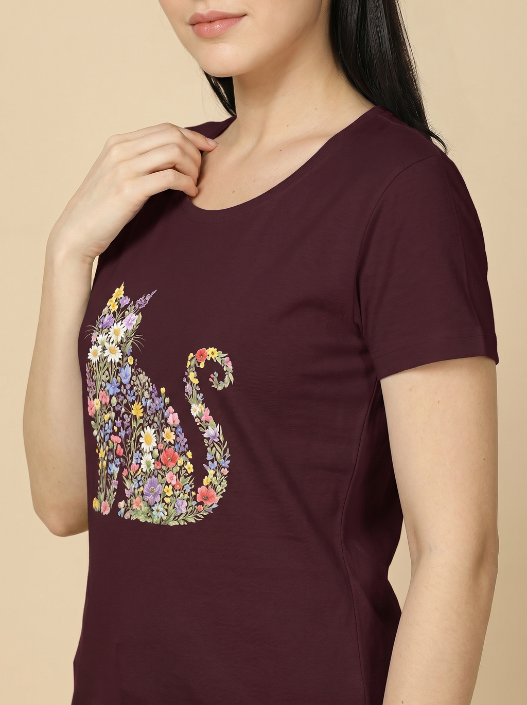 ENCHANTED FLORAL CAT SILKHOUSE GRAPHIC TEE
