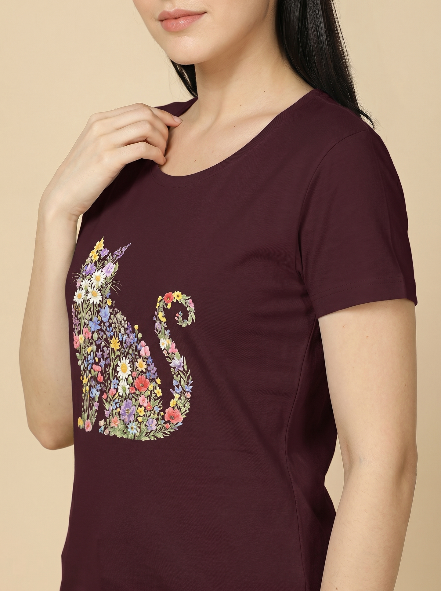 ENCHANTED FLORAL CAT SILKHOUSE GRAPHIC TEE