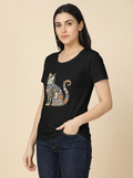 ENCHANTED FLORAL CAT SILKHOUSE GRAPHIC TEE