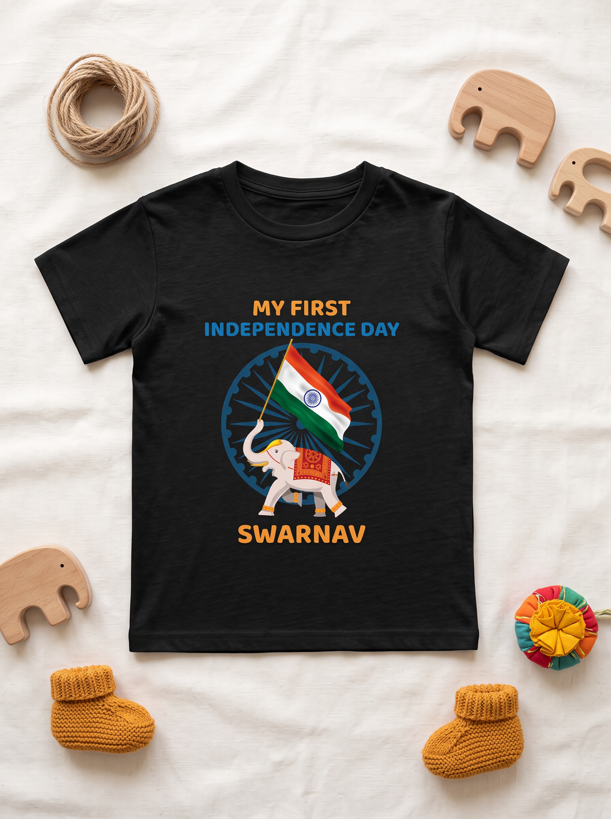 MY FIRST INDEPENDENCE DAY BOY'S CREW NECK T-SHIRT